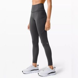 lululemon Fast and Free Brushed Fabric High-Rise Tight 28”. Graphite Grey Size 4